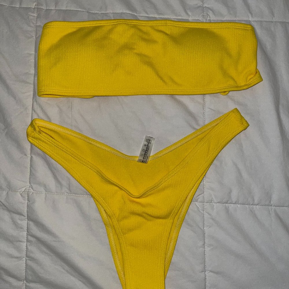Yellow Bandeau Bikini Set